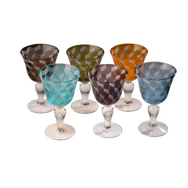 Set of 6 Coloured Wine Glasses