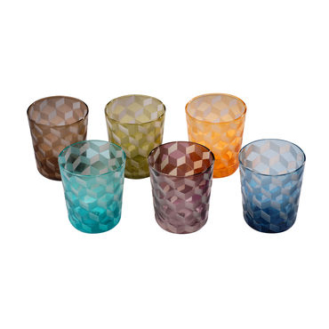 Set of 6 Coloured Glass Tumblers