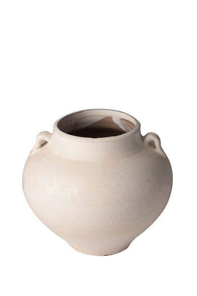 Round White Pot with handles