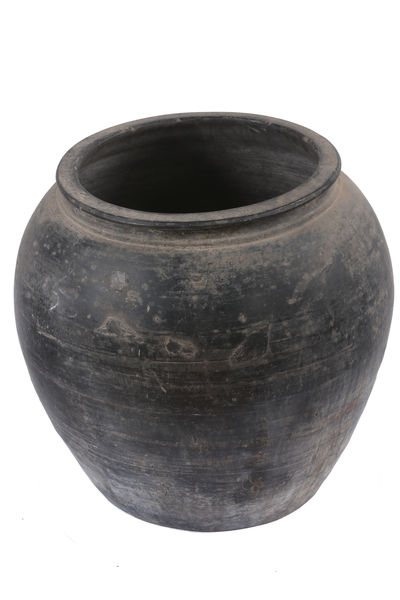 Old Black Terraccotta Pot