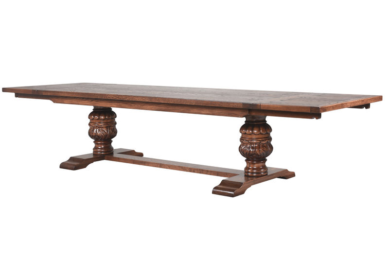 Jacobean Bulbous Leg Extending Table with Two End Leaves