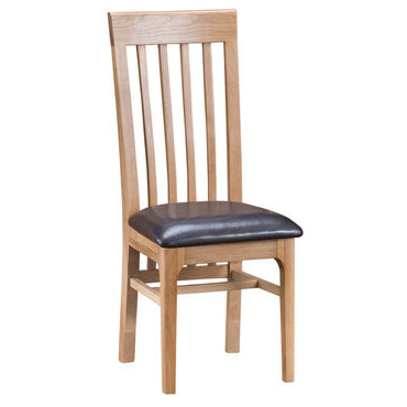 Slat Back Dining Chair - leather seat