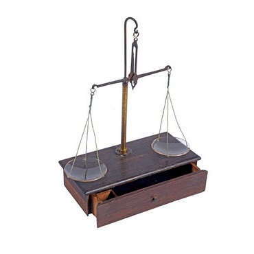 Set of apothecary balance scales
