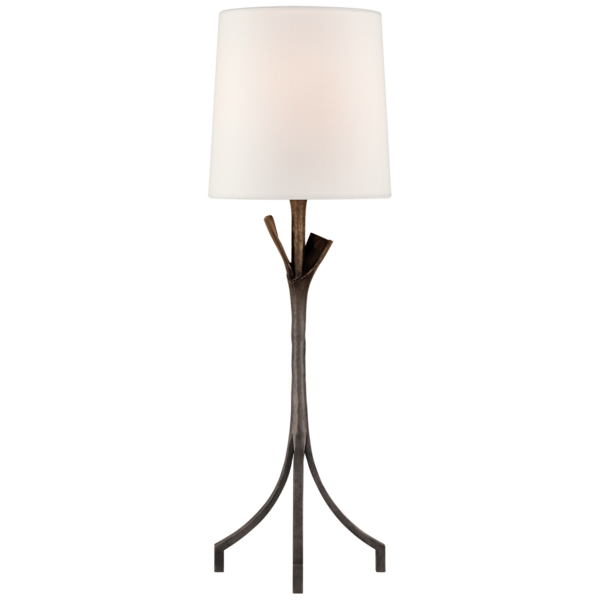 Fliana Table Lamp in Aged Iron with Linen Shade