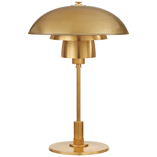 Whitman Desk Lamp in Hand-Rubbed Antique Brass with Hand-Rubbed Antique Brass Shade
